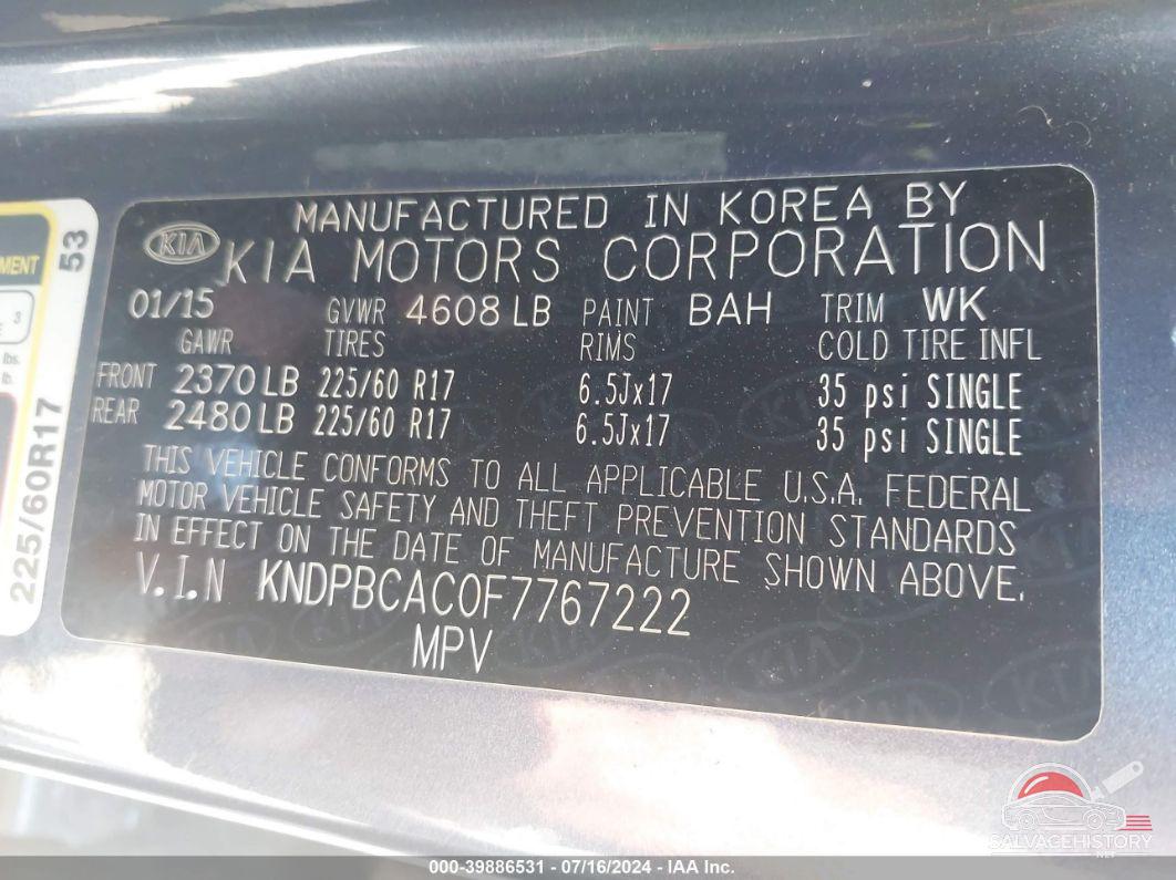 KNDPBCAC0F7767222 2015 KIA SPORTAGE photo no. 9