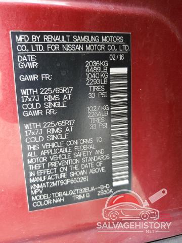 KNMAT2MT9GP660261 2016 NISSAN ROGUE photo no. 12