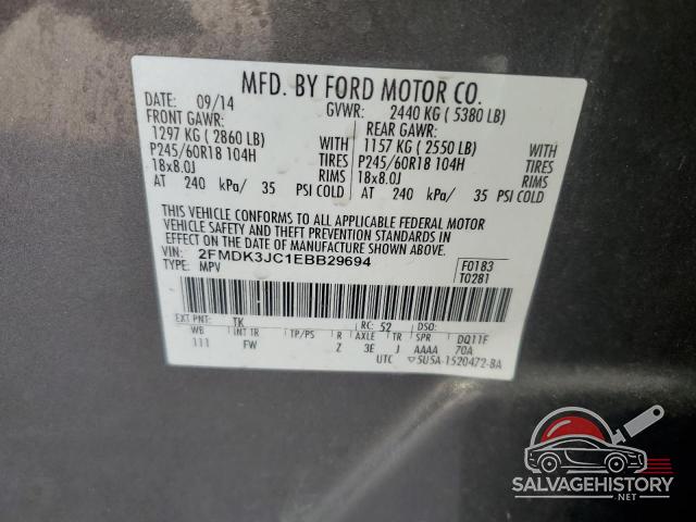 2FMDK3JC1EBB29694 2014 FORD EDGE photo no. 13
