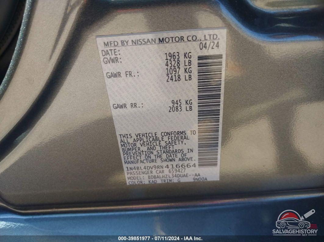 1N4BL4DV9RN416664 2024 NISSAN ALTIMA photo no. 9