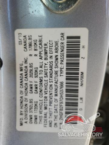 2HGFB2F97DH537666 2013 HONDA CIVIC photo no. 13
