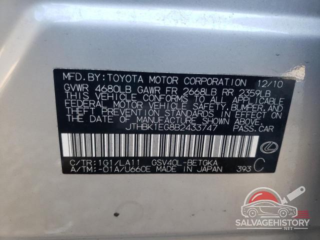 JTHBK1EG8B2433747 2011 LEXUS ES350 photo no. 12
