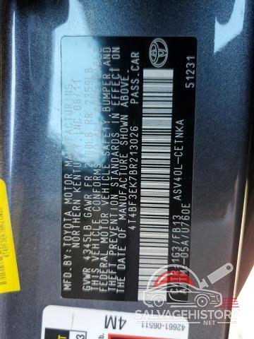 4T4BF3EK7BR213026 2011 TOYOTA CAMRY photo no. 12