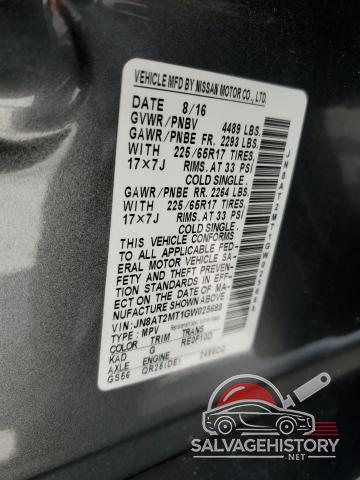 JN8AT2MT1GW025688 2016 NISSAN ROGUE photo no. 13