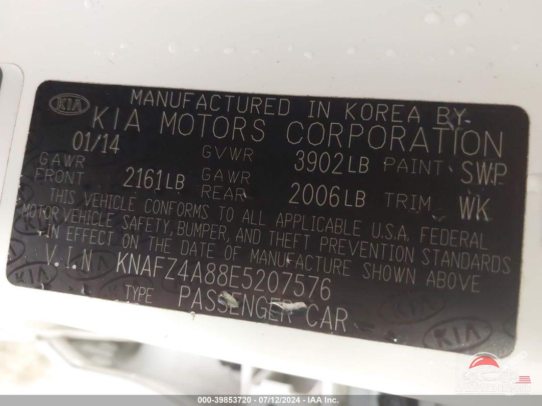 KNAFZ4A88E5207576 2014 KIA FORTE photo no. 9