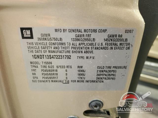 1GNDT13S472231792 2007 CHEVROLET TRAILBLZR photo no. 14