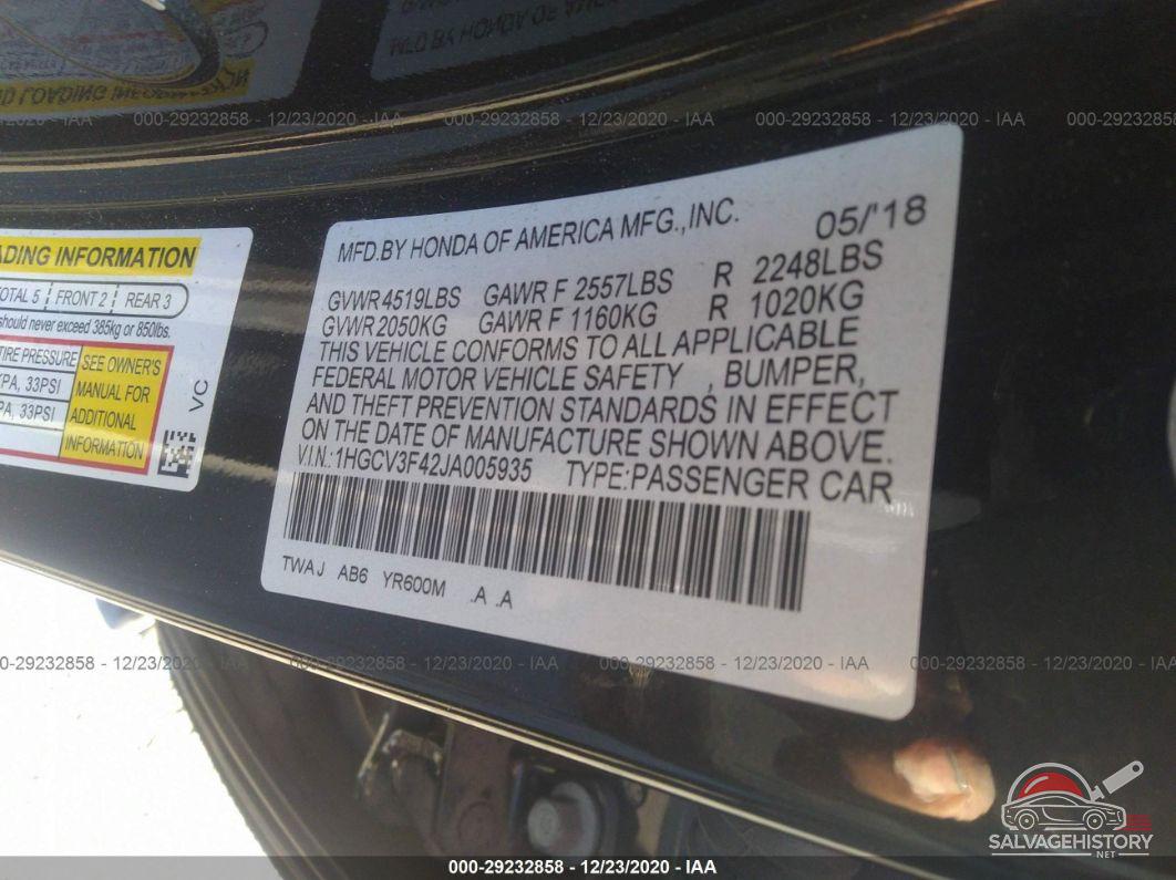 1HGCV3F42JA005935 2018 HONDA ACCORD HYBRID photo no. 9