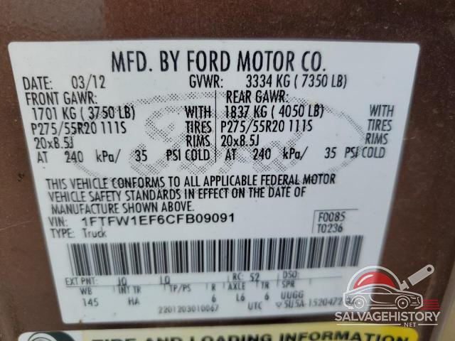 1FTFW1EF6CFB09091 2012 FORD F-150 photo no. 12
