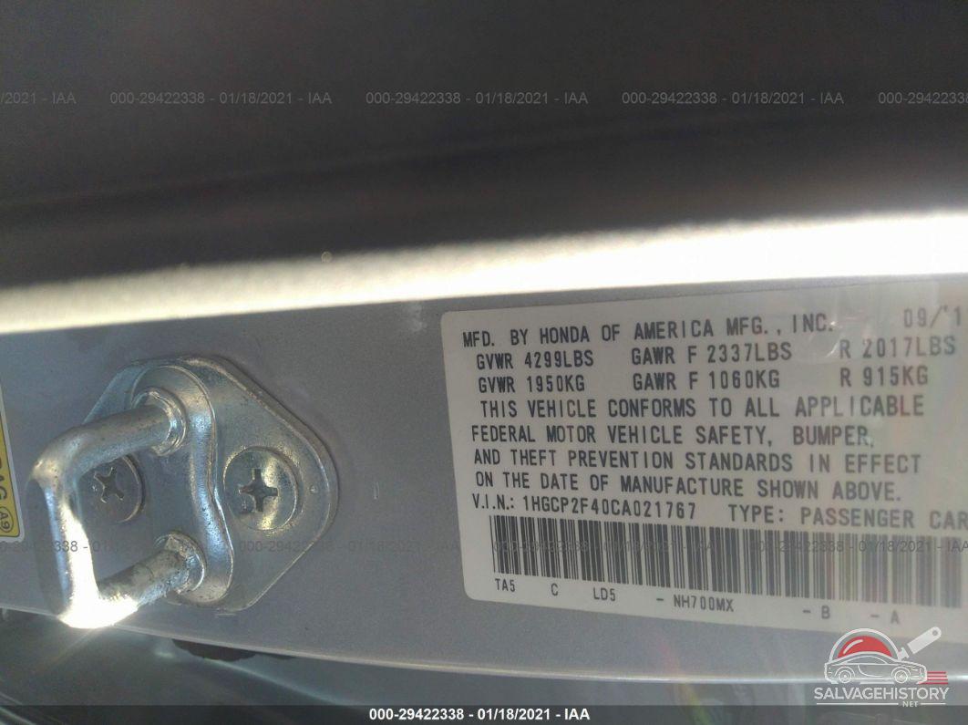 1HGCP2F40CA021767 2012 HONDA ACCORD SDN photo no. 9