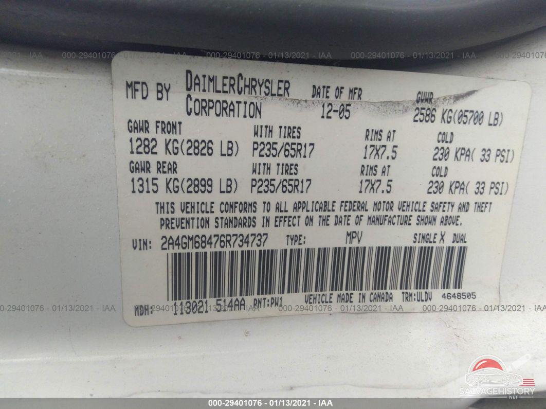 2A4GM68476R734737 2006 CHRYSLER PACIFICA photo no. 9
