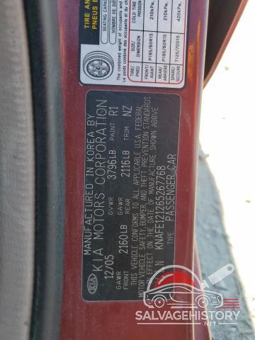 KNAFE121265267768 2006 KIA SPECTRA photo no. 12
