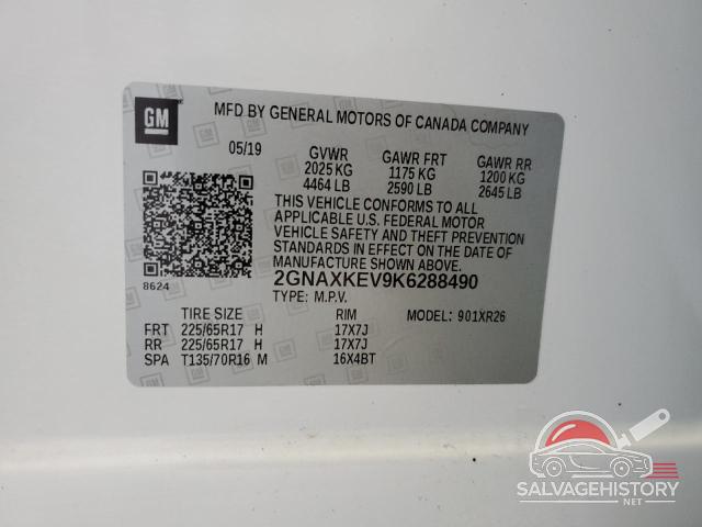 2GNAXKEV9K6288490 2019 CHEVROLET EQUINOX photo no. 13