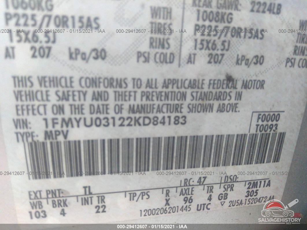1FMYU03122KD84183 2002 FORD ESCAPE photo no. 9
