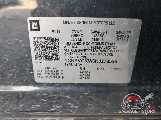 1GNEVGKW6KJ278536 2019 CHEVROLET TRAVERSE photo no. 14