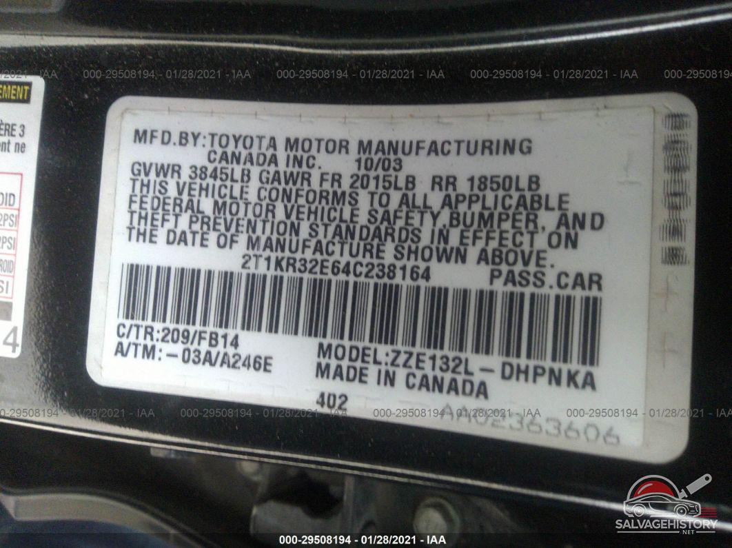 2T1KR32E64C238164 2004 TOYOTA MATRIX photo no. 9
