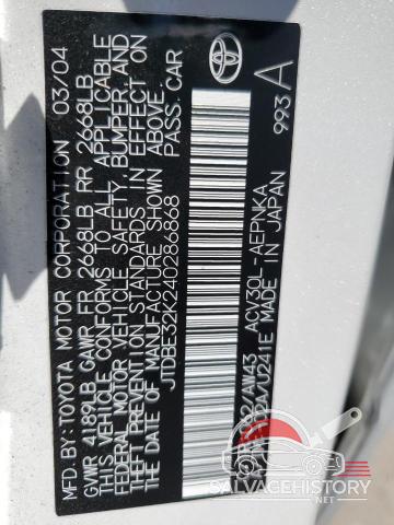 JTDBE32K240286868 2004 TOYOTA CAMRY photo no. 12