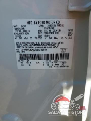 2FMDK3JC7DBC36814 2013 FORD EDGE photo no. 13