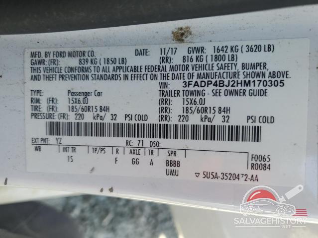 3FADP4BJ2HM170305 2017 FORD FIESTA photo no. 12