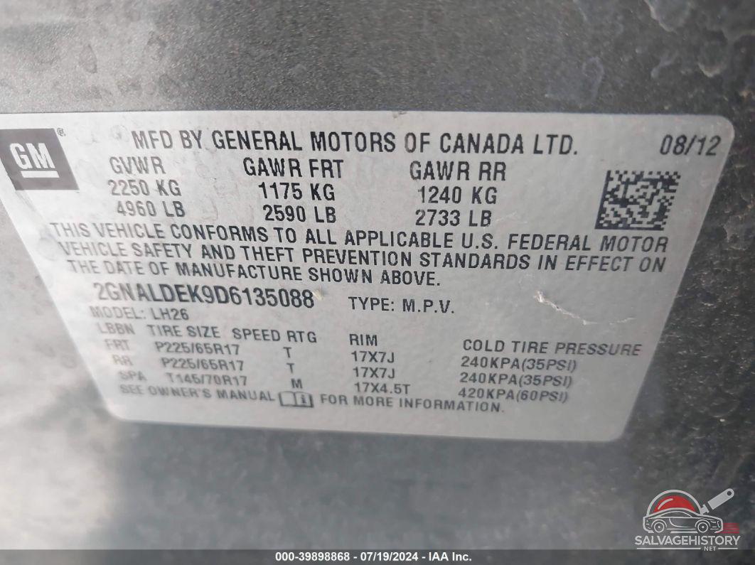 2GNALDEK9D6135088 2013 CHEVROLET EQUINOX photo no. 9