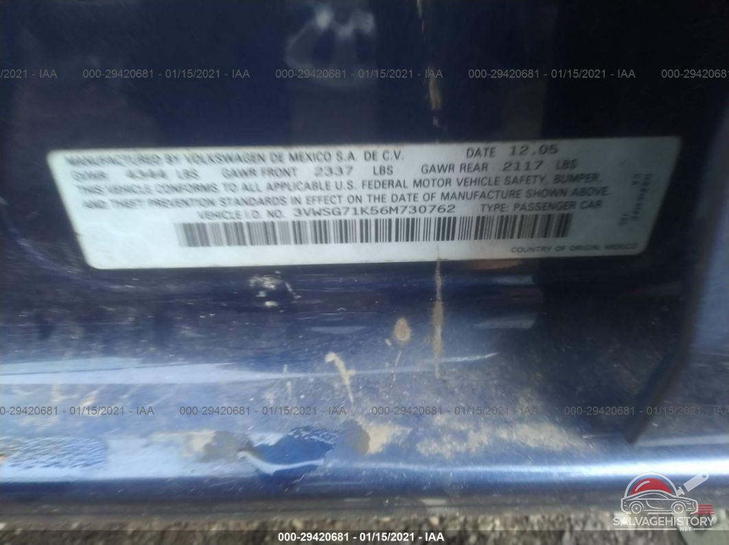 3VWSG71K56M730762 2006 VOLKSWAGEN JETTA SEDAN photo no. 9