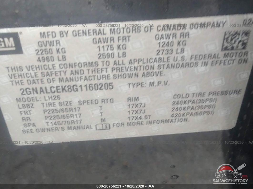 2GNALCEK8G1160205 2016 CHEVROLET EQUINOX photo no. 9