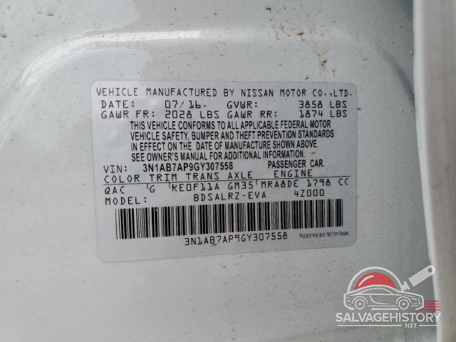 3N1AB7AP9GY307558 2016 NISSAN SENTRA photo no. 12