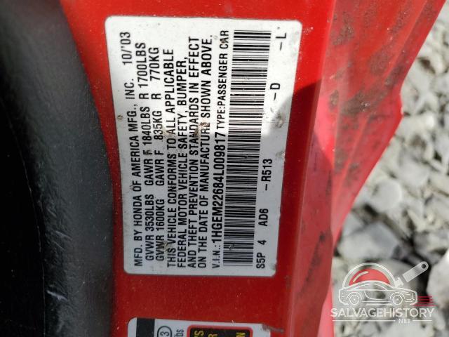 1HGEM22684L009817 2004 HONDA CIVIC photo no. 12