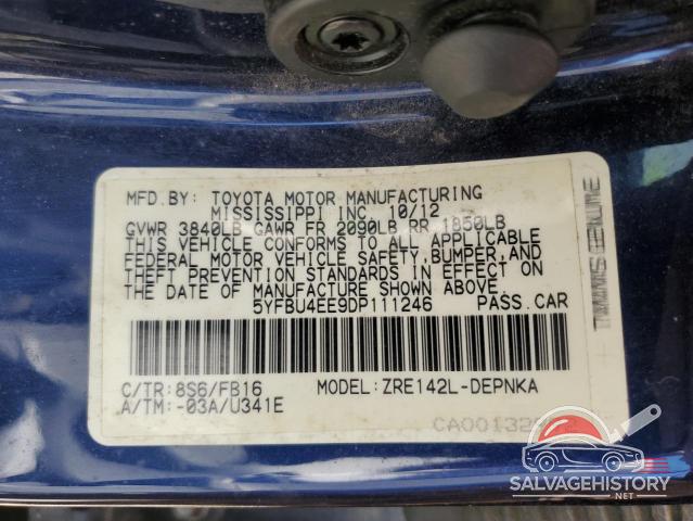 5YFBU4EE9DP111246 2013 TOYOTA COROLLA photo no. 12