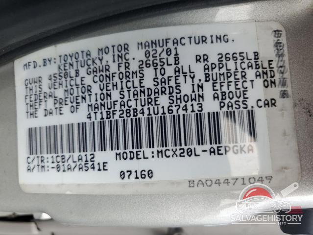 4T1BF28B41U167413 2001 TOYOTA AVALON photo no. 12
