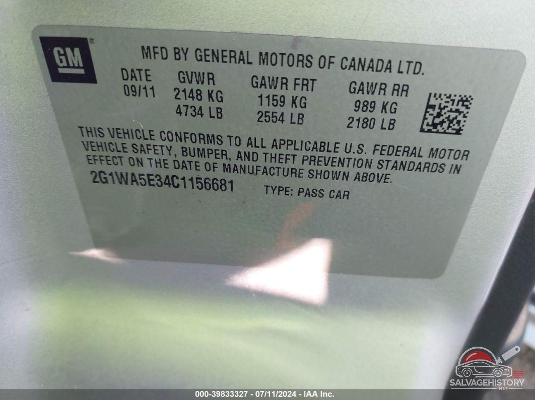 2G1WA5E34C1156681 2012 CHEVROLET IMPALA photo no. 9