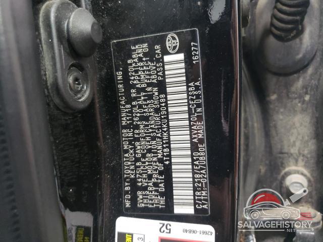 4T1B11HK4KU190488 2019 TOYOTA CAMRY photo no. 12