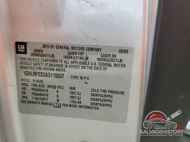 1GNLRFED0AS115597 2010 CHEVROLET TRAVERSE photo no. 13