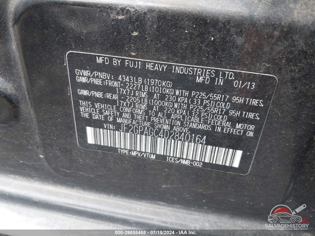 JF2GPAGC4D2840164 2013 SUBARU XV CROSSTREK photo no. 9