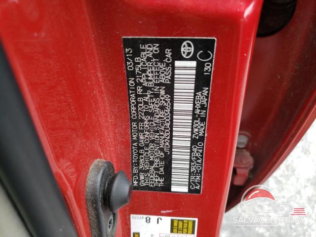 JTDKN3DU4D0346549 2013 TOYOTA PRIUS photo no. 12