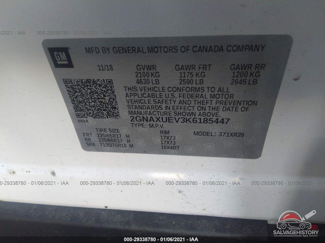 2GNAXUEV3K6185447 2019 CHEVROLET EQUINOX photo no. 9