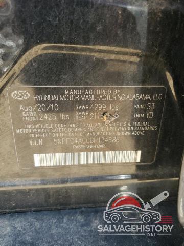 5NPEC4AC0BH134686 2011 HYUNDAI SONATA photo no. 12