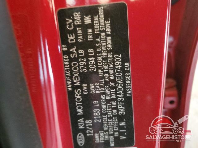 3KPF34AD6KE074902 2019 KIA FORTE photo no. 13