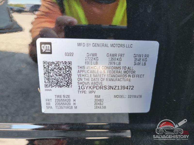 1GYKPDRS3NZ139472 2022 CADILLAC XT6 photo no. 9