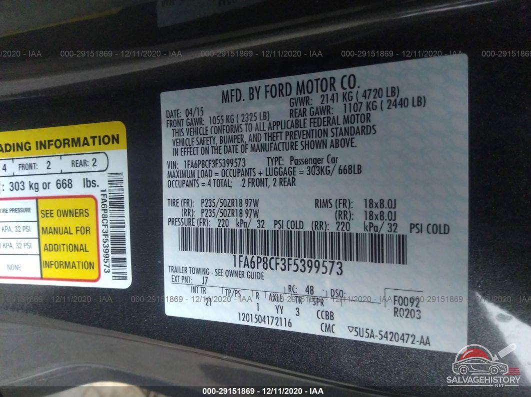1FA6P8CF3F5399573 2015 FORD MUSTANG photo no. 9