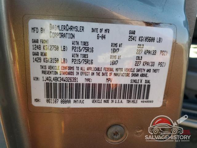 1J4GL48K34W326391 2004 JEEP LIBERTY photo no. 12