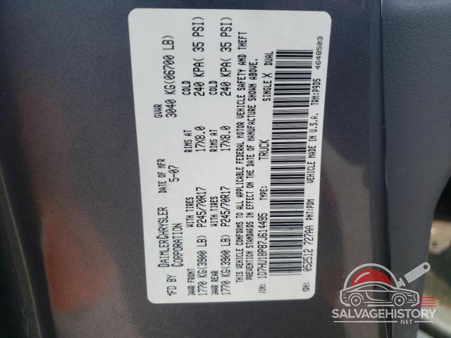 1D7HU18P87J614495 2007 DODGE RAM 1500 photo no. 12