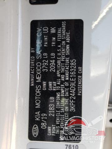 3KPF24AD9LE163285 2020 KIA FORTE photo no. 12