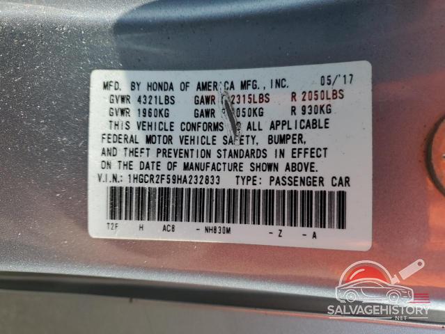 1HGCR2F59HA232833 2017 HONDA ACCORD photo no. 12