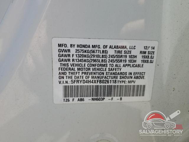 5FRYD4H4XFB026118 2015 ACURA MDX photo no. 12