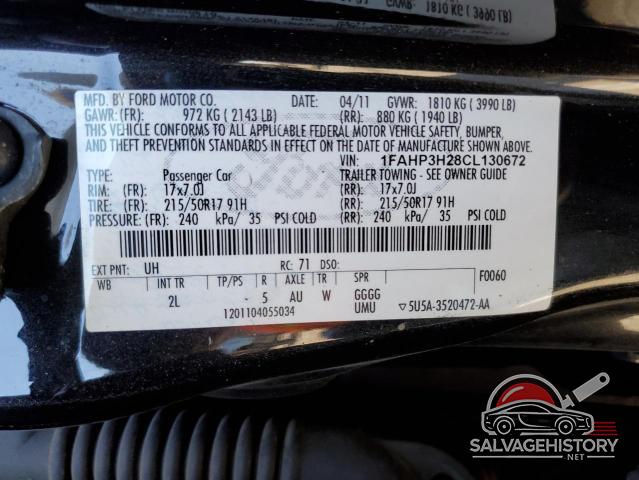 1FAHP3H28CL130672 2012 FORD FOCUS photo no. 12