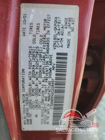 JT3GN86R420228997 2002 TOYOTA 4RUNNER photo no. 13