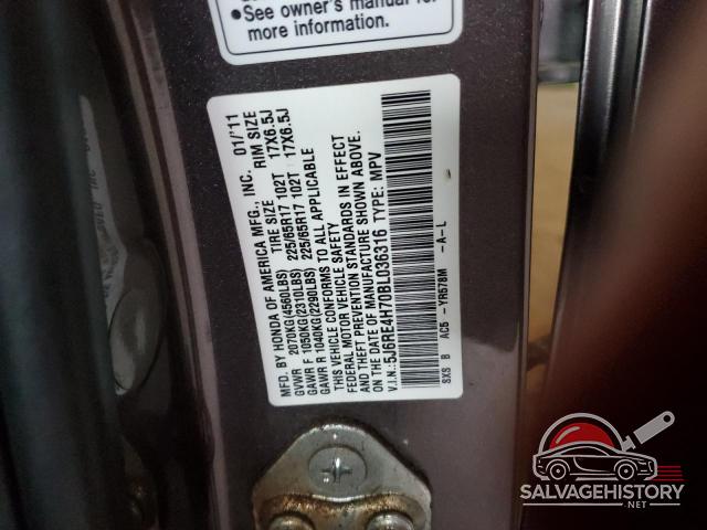 5J6RE4H70BL036316 2011 HONDA CRV photo no. 13