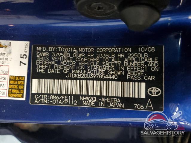 JTDKB20U397854440 2009 TOYOTA PRIUS photo no. 12