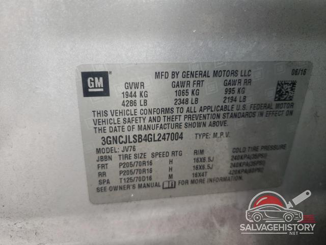 3GNCJLSB4GL247004 2016 CHEVROLET TRAX photo no. 12