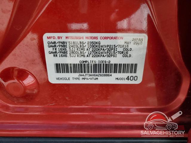 JA4JT3AX6AZ608864 2010 MITSUBISHI OUTLANDER photo no. 14